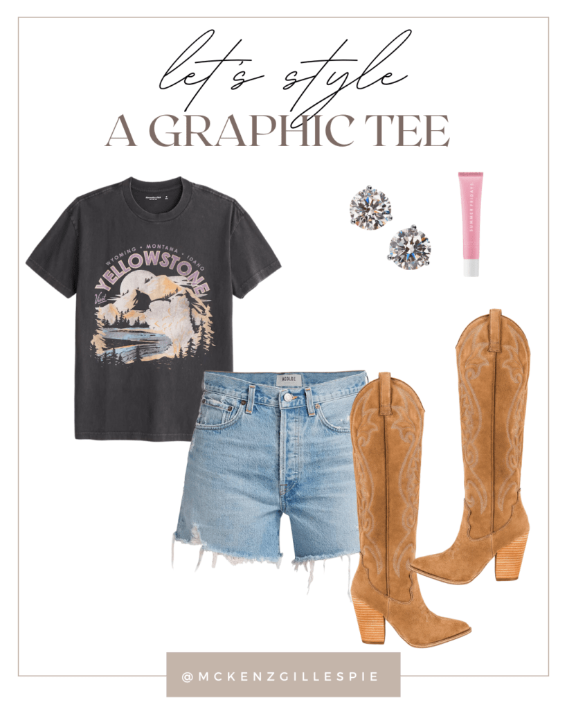 10 Ways to Style a Graphic Tee-Tied Up With Denim Shorts