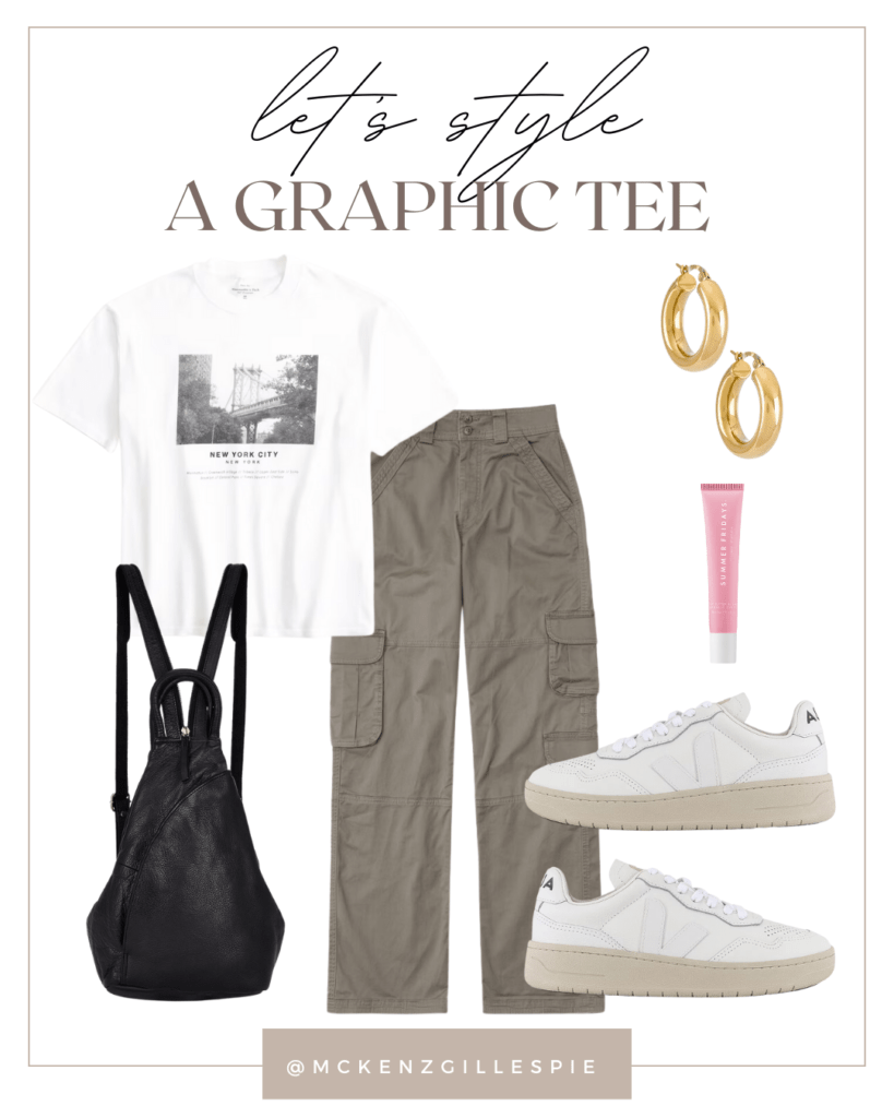 10 Ways to Style a Graphic Tee-Cargo Pants and Sneakers