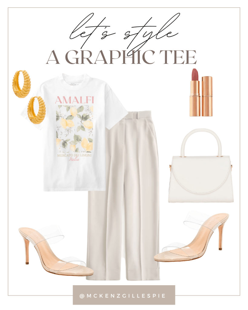 Graphic Tee with Tailored Wide Leg Pants