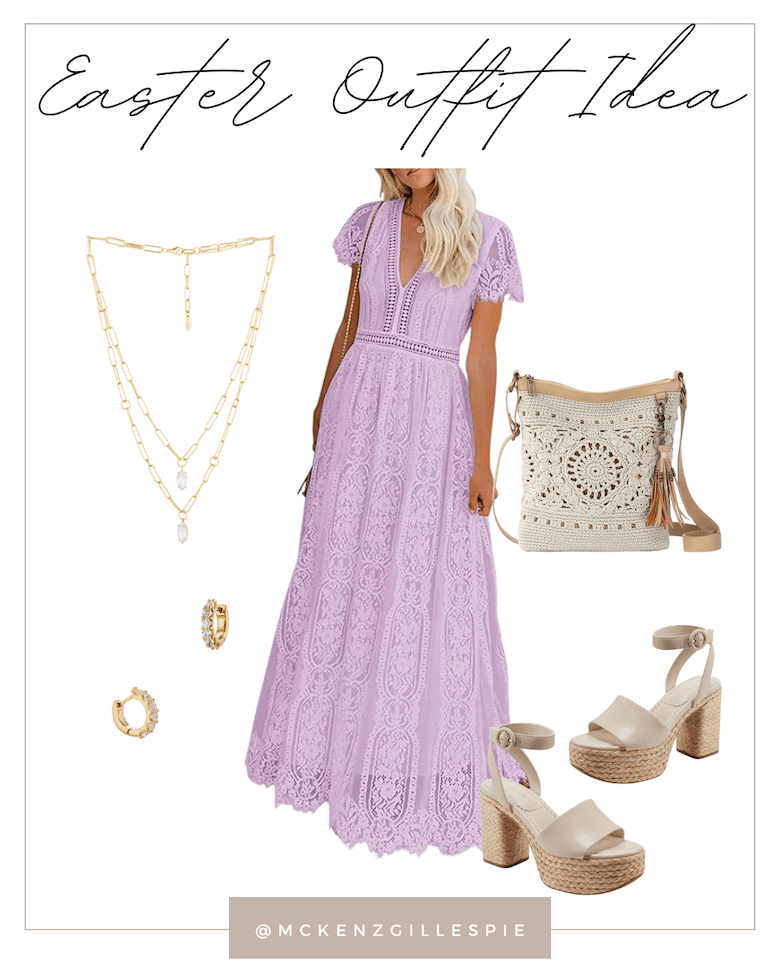 Easter Dress Ideas | Purple Lace Maxi