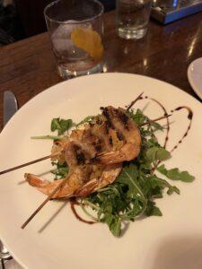 shrimp with salad