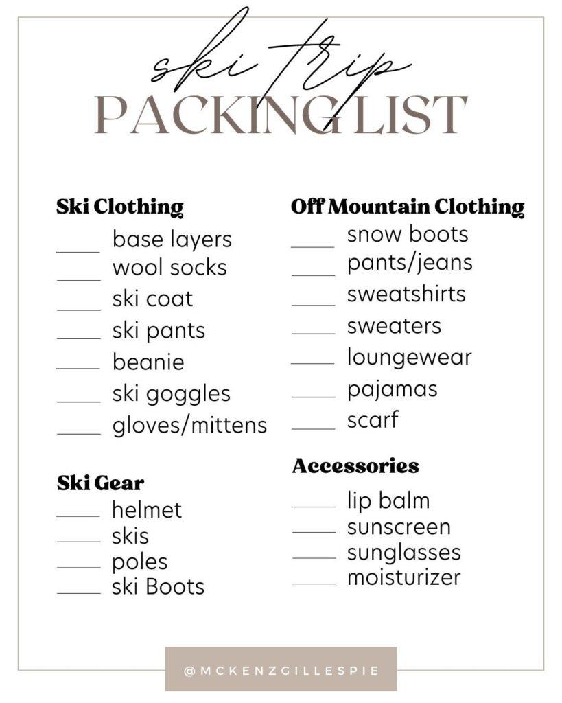 what to pack for a ski trip 