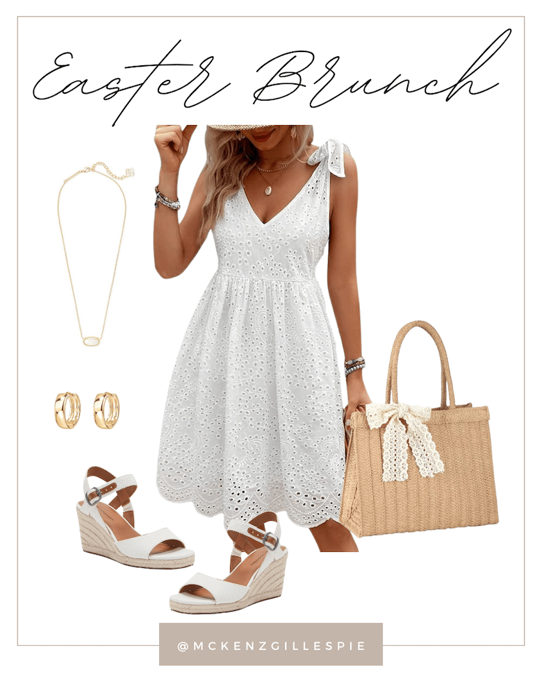 Easter Dress Ideas | White Eyelet Easter Brunch Dress